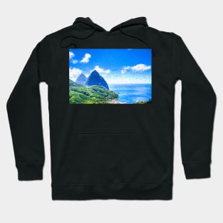 View of the famous Piton mountains in St Lucia, Eastern Caribbean Hoodie